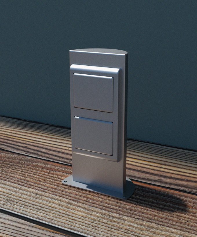 socket-pillar ES301 on wooden planks outdoor lid closed