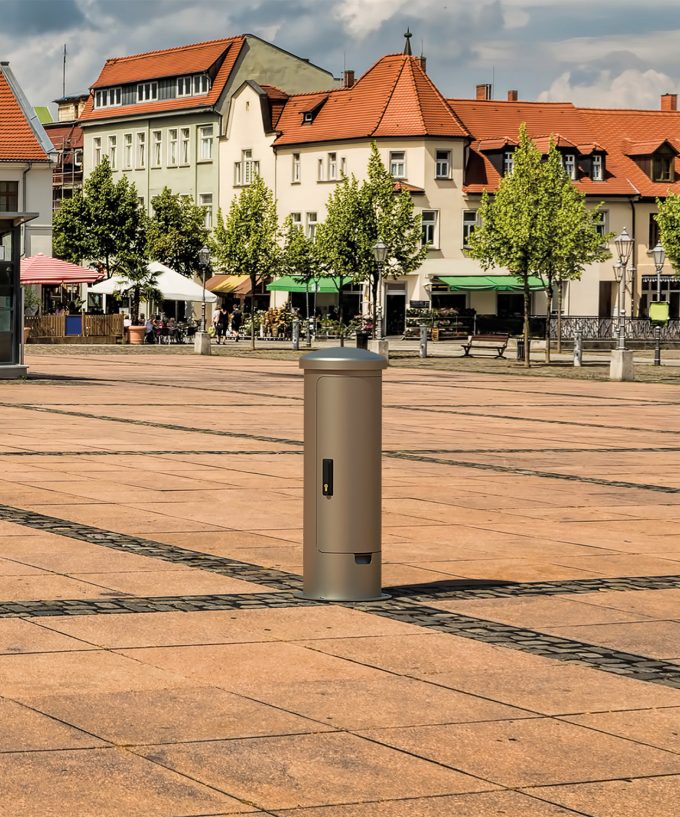 power-bollard ESP24 outdoor on a central place in town
